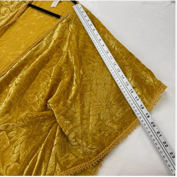Natural Life Burnout Velvet Open Kimono Top Golden Yellow Boho Fairy Festival - Picture 12 of 14